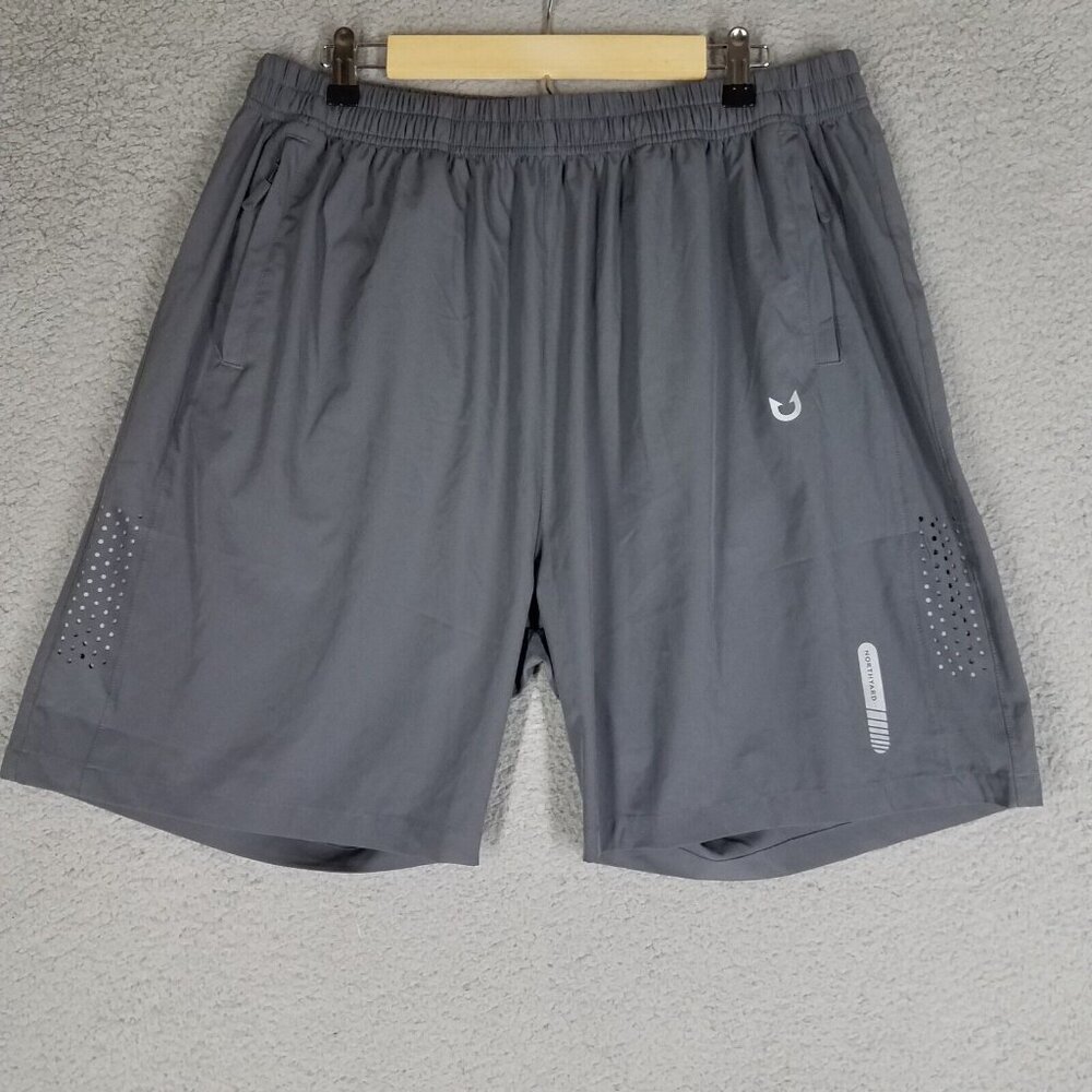 Northyard Shorts Adult 2XL Gray Athletic Running Pull On Training 7" Gym Men's